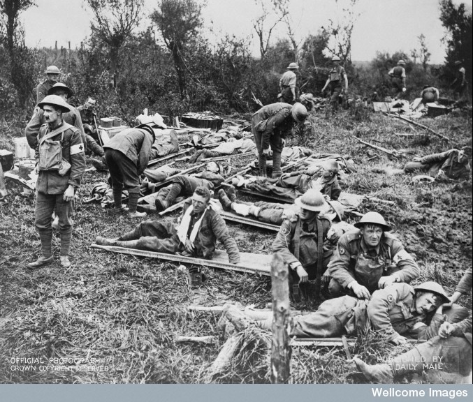World War One. Advance dressing station in the field